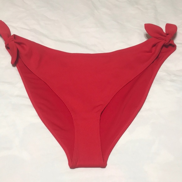 Forever 21 Red Ribbed Side Tie Bikini Swim Bottoms - Picture 4 of 8